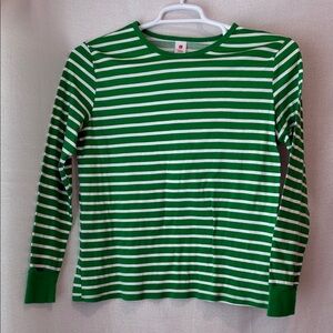Green White Stripe Long Sleeve XL Shirt Like New 100% Cotton St. Patrick's Day